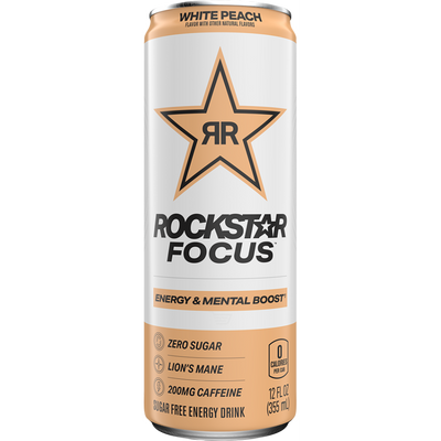 Rockstar Focus Sugar Free Energy Drink - White Peach 12oz Can