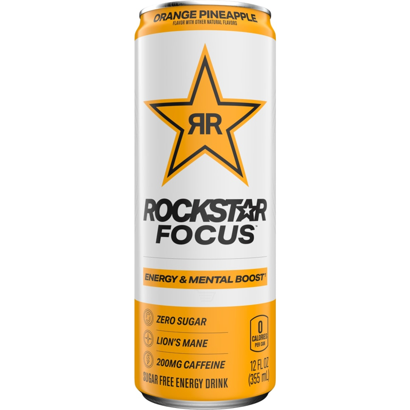 Rockstar Focus Sugar Free Energy Drink - Orange Pineapple 12oz Can
