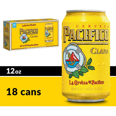 Pacifico Clara Mexican Lager Beer - 18 Pack 12oz Cans