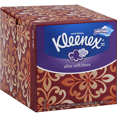 Kleenex Tissues, Ultra Soft, White, 3-Ply