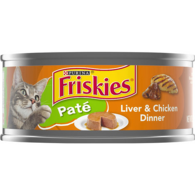 Friskies Pate Wet Cat Food Liver & Chicken Dinner 5.5oz Can