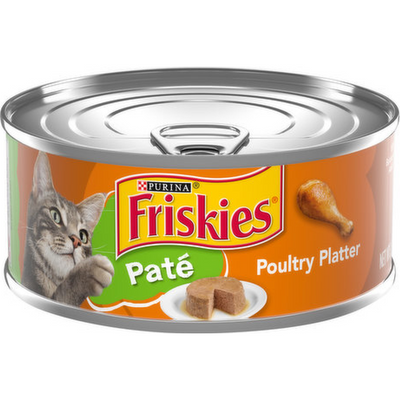 Friskies Purina Pate Wet Cat Food, Poultry Platter - 5.5oz Can