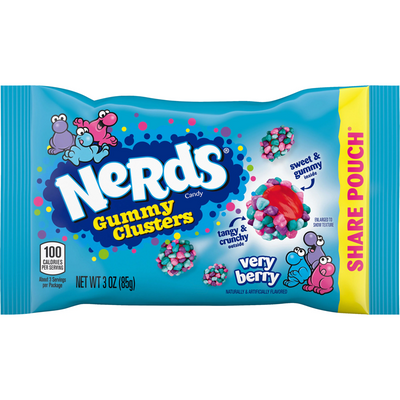 Nerds Candy, Gummy Clusters, Very Berry, Share Pouch 3oz Bag