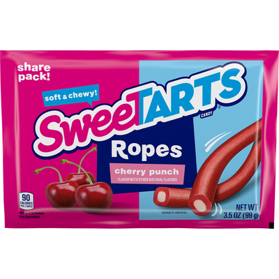 Sweetarts Candy, Cherry Punch, Soft & Chewy, Ropes, Share Pack 3.5oz Bag