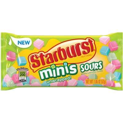 Starburst Minis Sours Fruit Chews 1.85oz Count