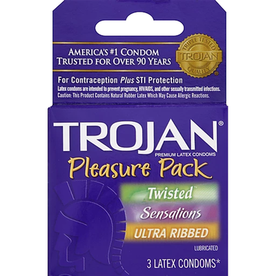 Trojan Pleasure Pack Lubricated Latex Condoms 3ct