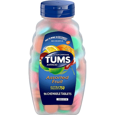 Tums Antacid, Extra Strength, 750, Chewable Tablets, Assorted Fruit