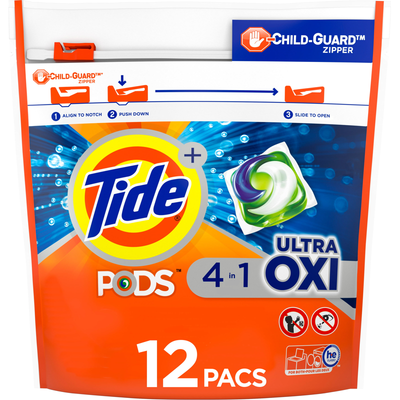 Tide Pods Ultra Oxi Liquid Laundry Detergent 12ct Pack