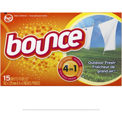 Bounce Outdoor Fresh Scented Dryer Sheets 15x 2.1oz Cartons