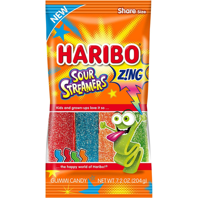 Haribo Gummi Candy Sour Streamers 5oz Bag