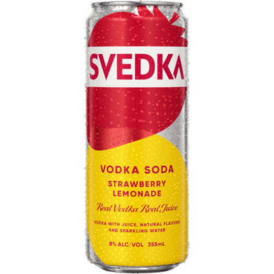 SVEDKA Strawberry Lemonade Flavored Vodka Soda 4x 355ml Cans