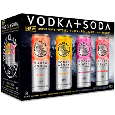 White Claw Spirits Vodka Soda Triple Wave Variety 8 Pack 12 oz Cans