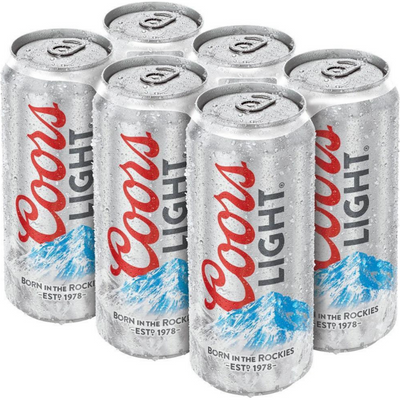 Coors Light 6 Pack 16 oz Cans