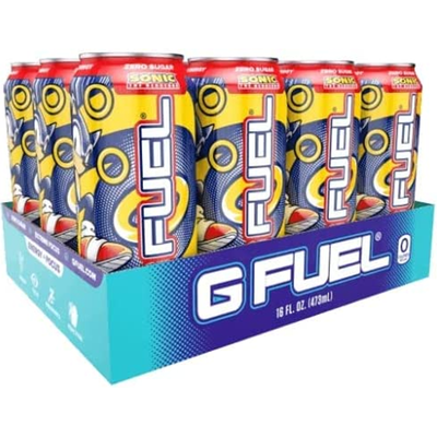G Fuel Sonic's Peach Rings Elite Energy Drink 12x 16oz Cans