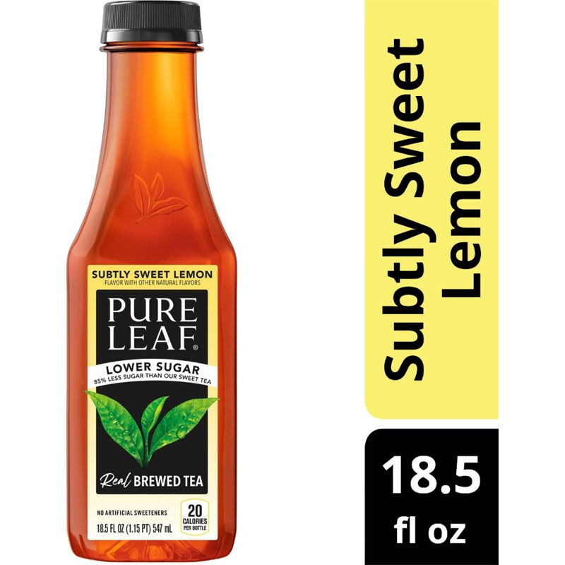 Pure Leaf Brewed Tea, Lower Sugar, Subtly Sweet Lemon 18.5 Fl Oz