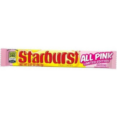 Starburst All Pink Fruit Strawberry Chews Candy 2.7oz Bag