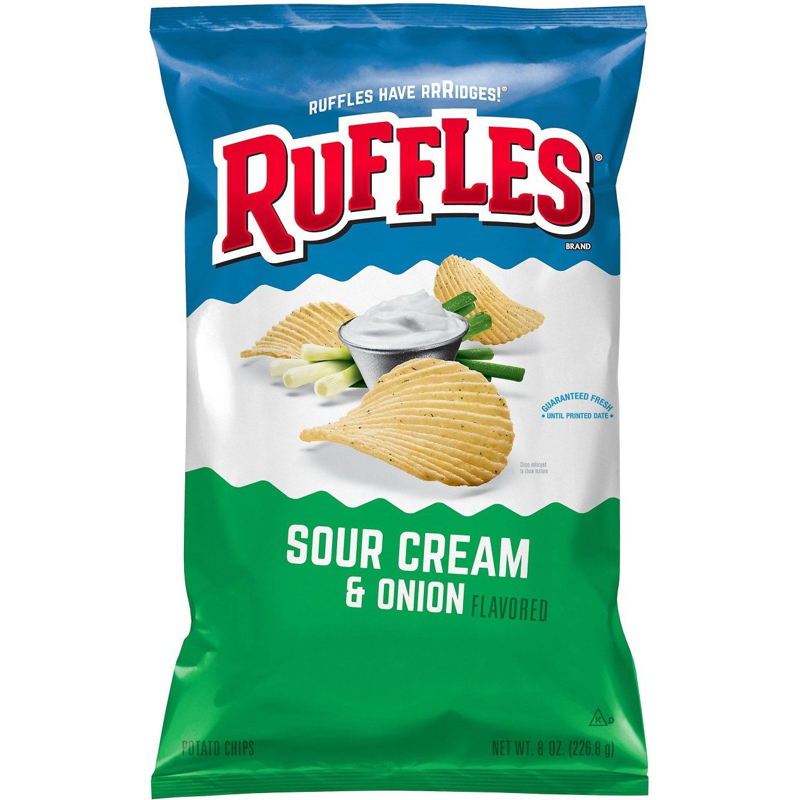 Ruffles Sour Cream & Onion Ridged Potato Chips 8oz Bag