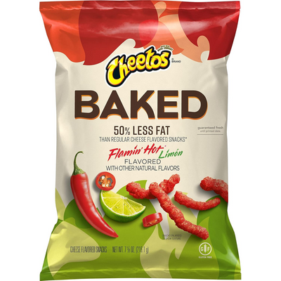 Cheetos Baked Cheese Flavored Snacks Flamin' Hot Limon 7 5/8oz Bag