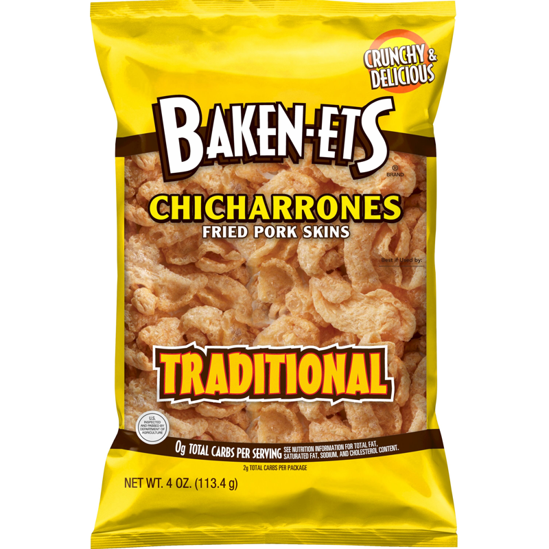 Baken-Ets Fried Pork Skins, Traditional 4 Oz Bag