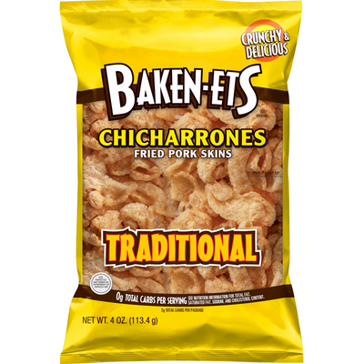 Baken-Ets Fried Pork Skins, Traditional 4 Oz Bag