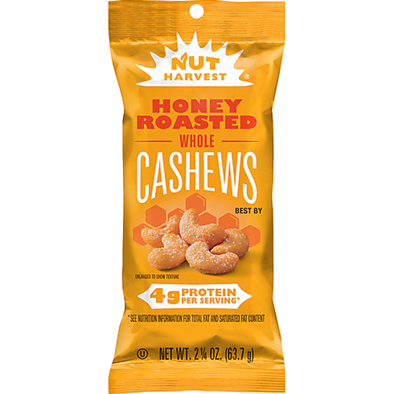 Nut Harvest Cashews, Honey Roasted, Whole 2.25oz Bag