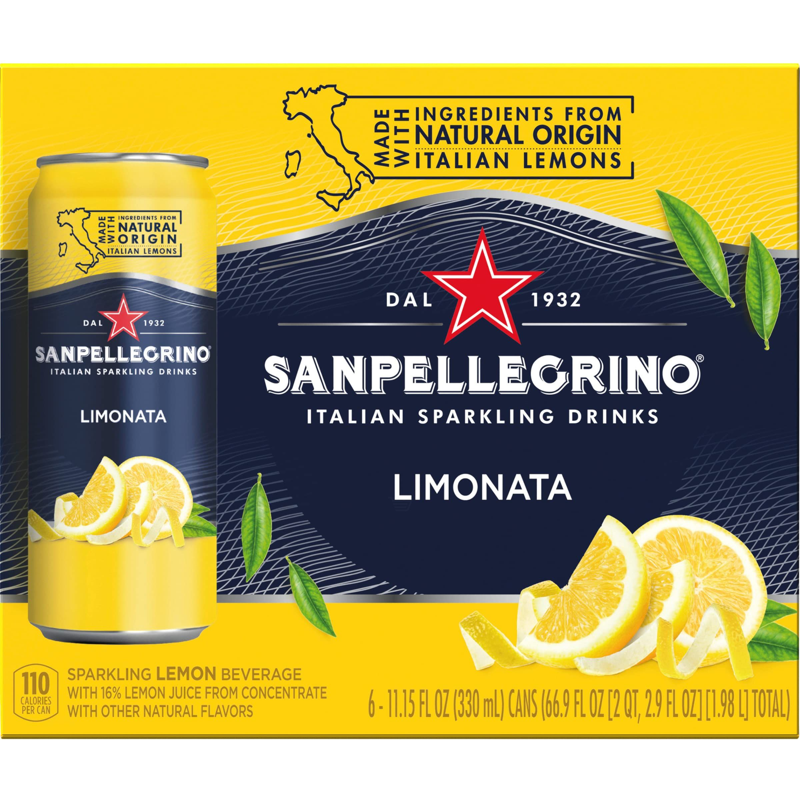 Sanpellegrino Italian Sparkling Drink, Lemon, 11.15oz Can