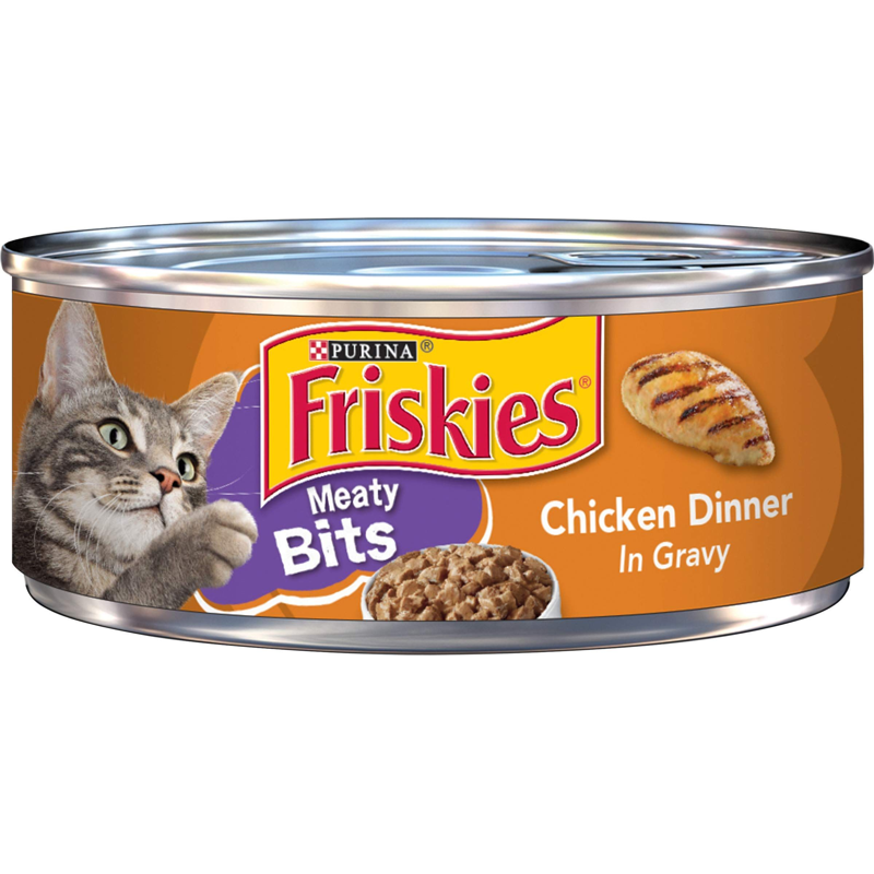 Friskies Wet Cat Food, Meaty Bits, Chicken Dinner In Gravy 5.5oz Can