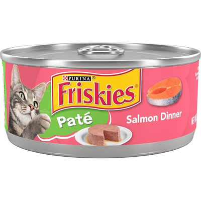 Friskies Purina Pate Wet Cat Food, Salmon Dinner 5.5 Oz. Can