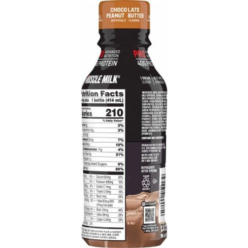 Muscle Milk Protein Shake, Non-Dairy, Chocolate Peanut Butter 14oz Bottle