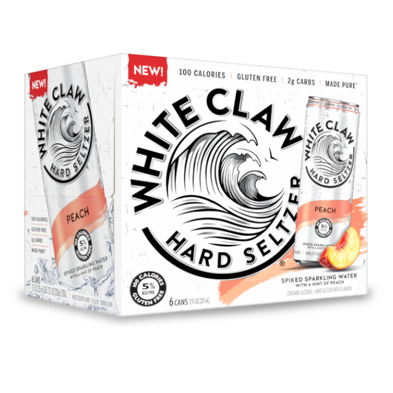 White Claw Hard Seltzer Peach 6 Pack 12oz Cans