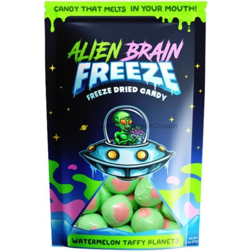 Alien Brain Freeze Watermelon Taffy Planets Freeze Dried Candy 4 Oz