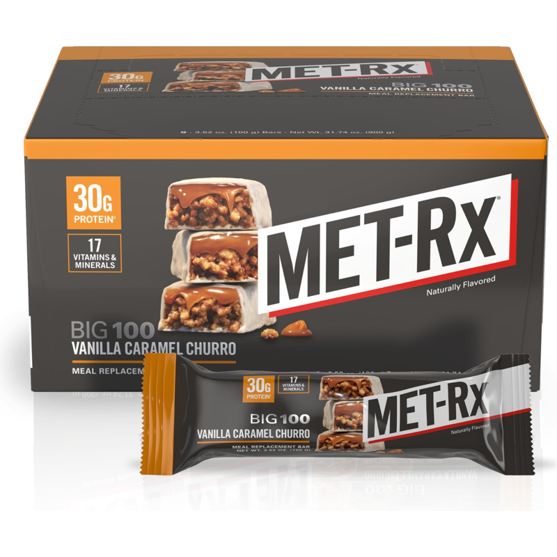 MET-Rx Big 100 Meal Replacement Bar, Vanilla Caramel Churro