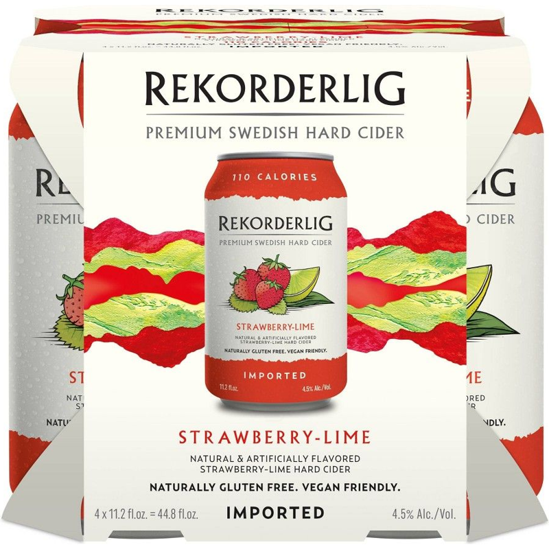 Rekorderlig Hard Cider Strawberry Lime 4 Pack 11oz Cans