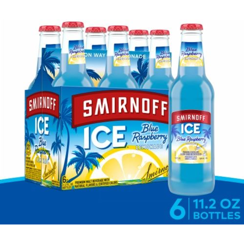 Smirnoff Ice Blue Raspberry Lemonade 6 Pack 11.2oz Bottles, 4.5% ABV