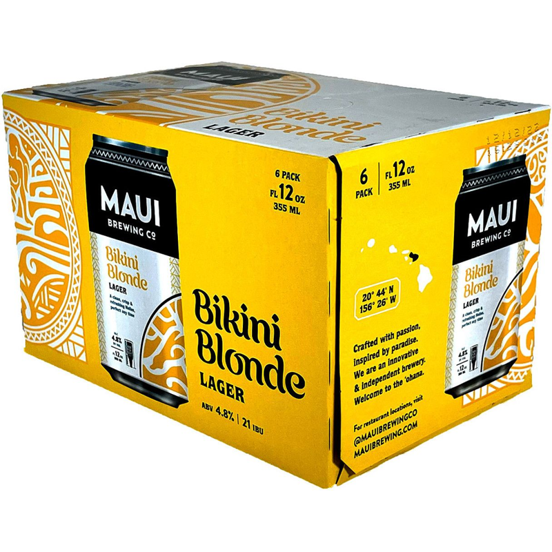 Maui Brewing Bikini Blonde Lager Beer 6 Pack 12oz Cans