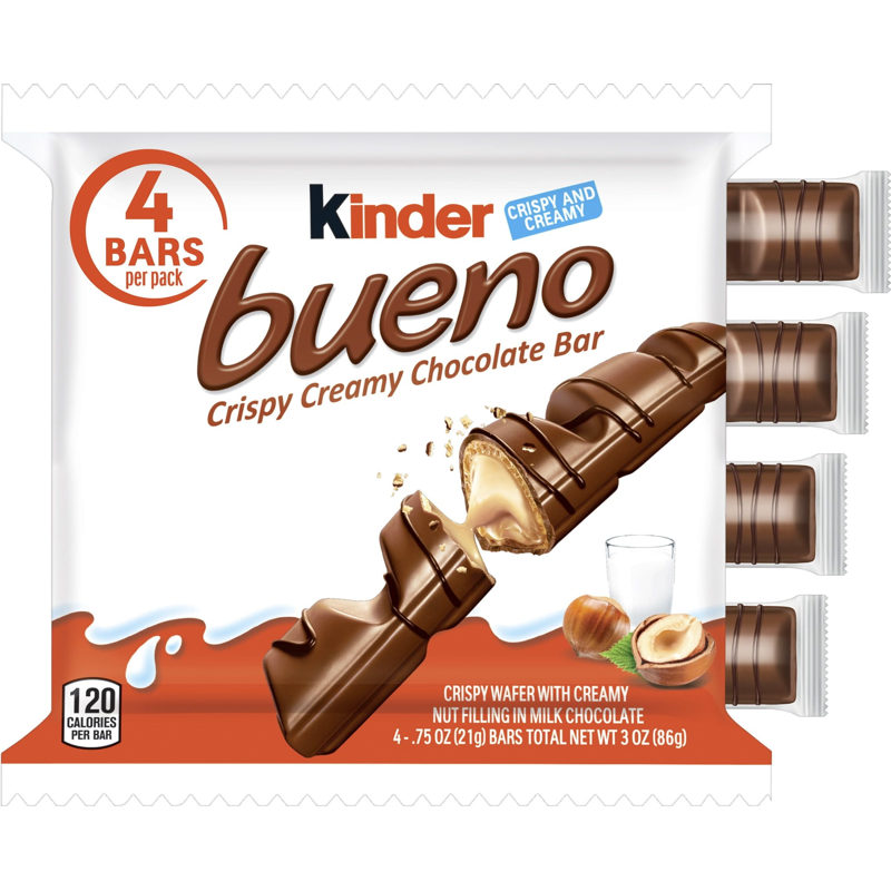 Kinder Bueno Crispy Creamy Chocolate Bar 4 Pack 0.75oz Bars