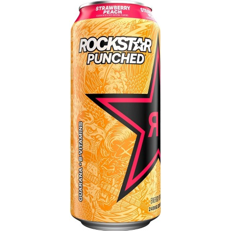 Rockstar Strawberry Peach 16oz Can