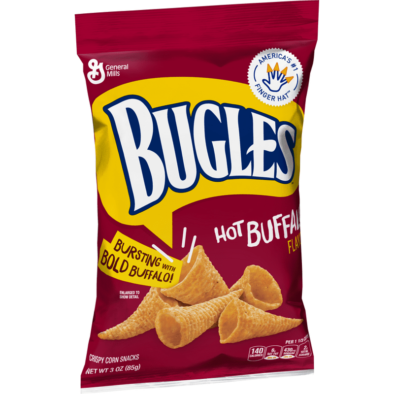 Bugles Crispy Corn Snacks Hot Buffalo 3 oz Bag