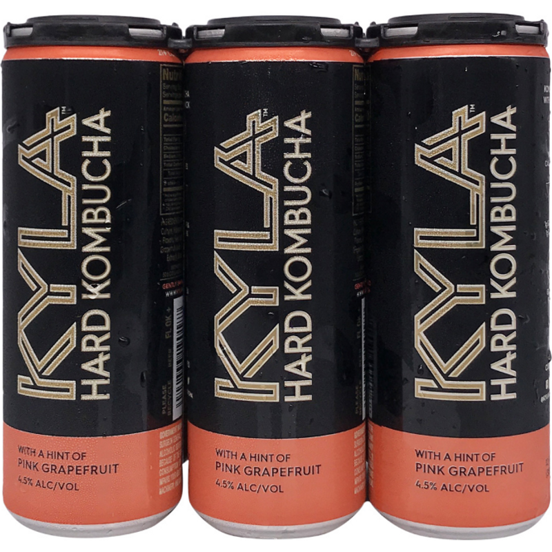 Kyla Kombucha Pink Grapefruit 6 Pack 12 oz Cans