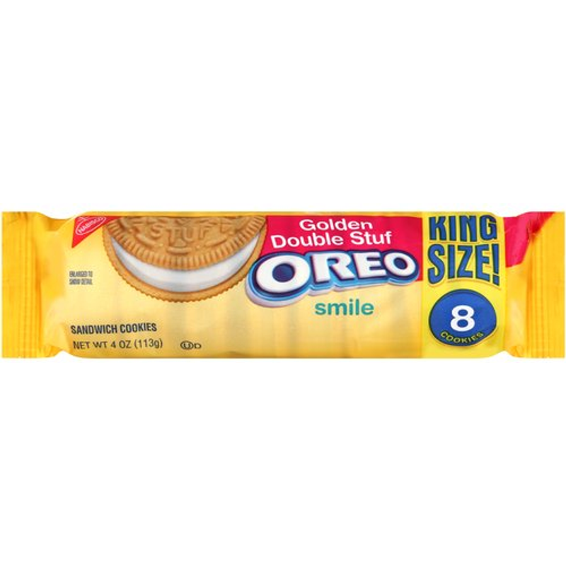 Nabisco Oreo Smile Sandwich Cookies Golden Double Stuf - King Size 4 oz Bag