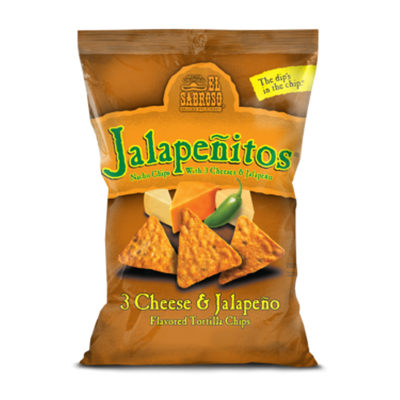 El Sabroso Jalapenitos Tortilla Chips 3 Cheese & Jalapeno 3 oz Bag