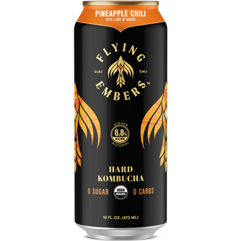 Flying Embers Pineapple Chili Hard Kombucha 6x 12oz Cans