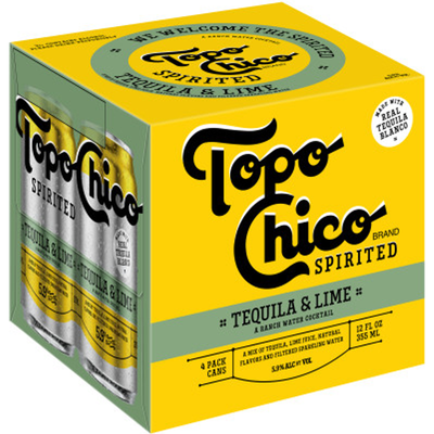 Topo Chico Spirited Tequila & Lime Cocktail 4 Pack 12oz Cans