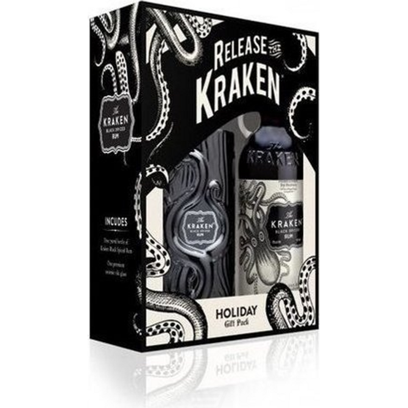 The Kraken Black Spiced Rum Set with Tiki Glass 750ml Bottle